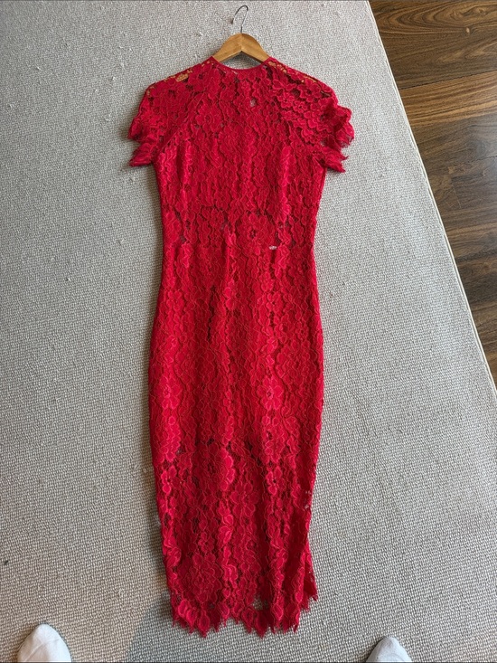 Alexis Dresses & Skirts - Alexis Red Lace Maxi Dress with Short Sleeves